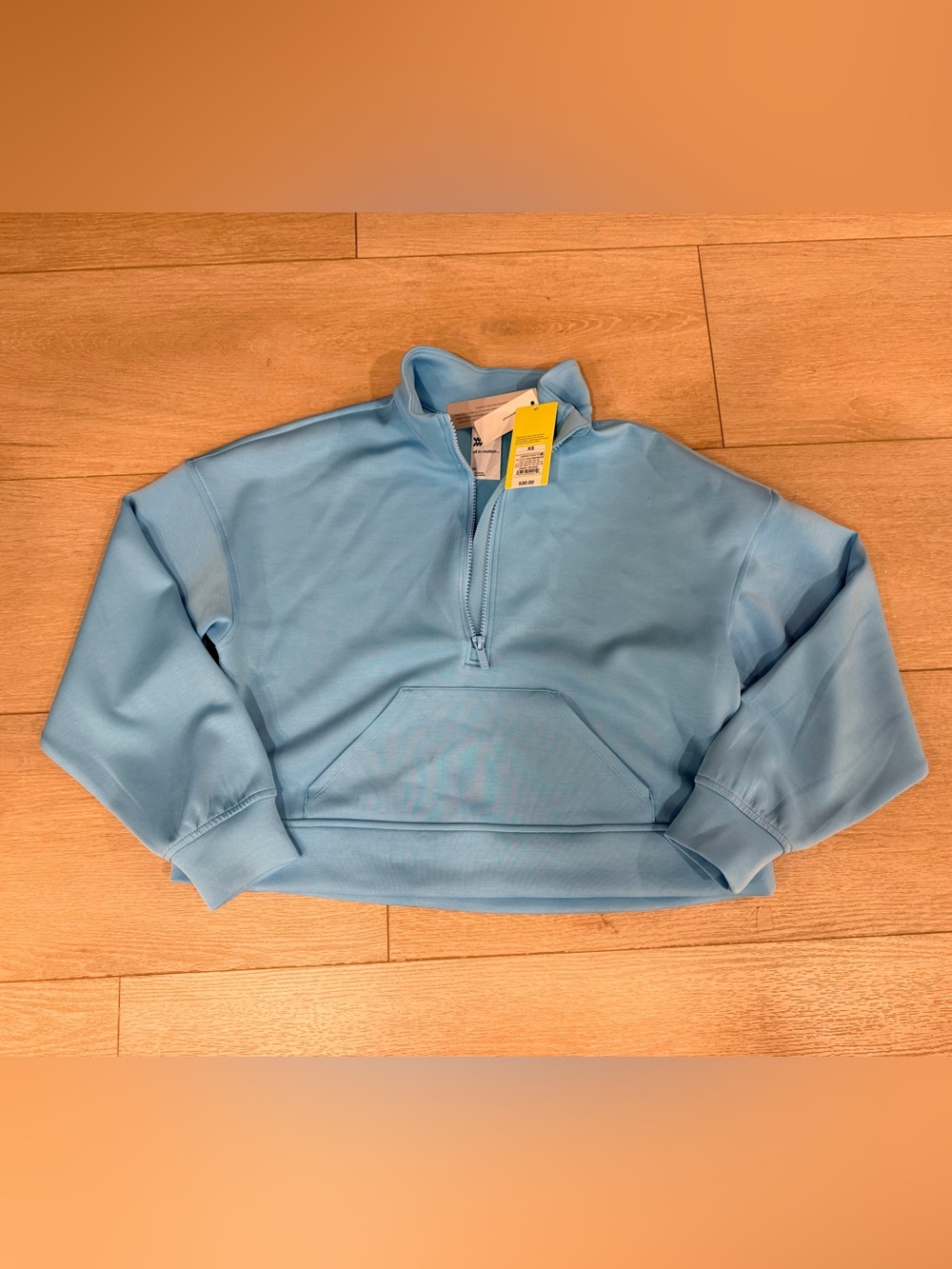 all in motion Light Blue Half-Zip Women's Oversized Cropped Pullover